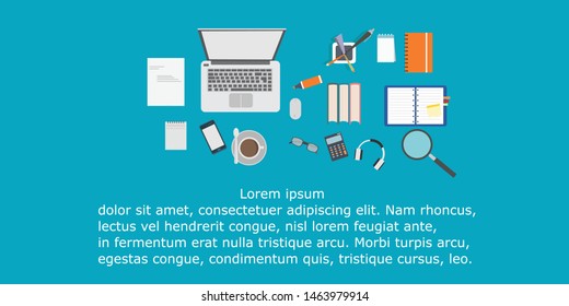 Online education, training top view vector