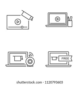 Online education and tutorials vector icons outline style