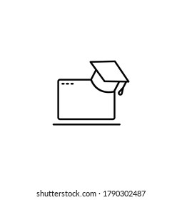 Online education, online university, distance courses simple thin line icon vector illustration