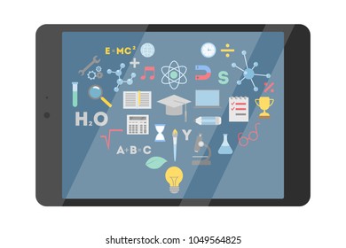 Online education using tablet. Idea of e-learning.