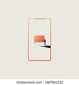 Online education vector concept with smartphone. Symbol of e-learning, new technology. Minimal art design. Studying during quarantine, self-isolation. Eps10 illustration.