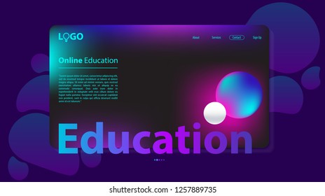 Online education. Vector design template for website, landing page.