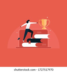 online education vector, E-learning concept illustration, learn from home, online teaching and reading