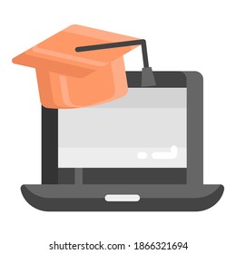 Online education vector flat icon, school and education icon