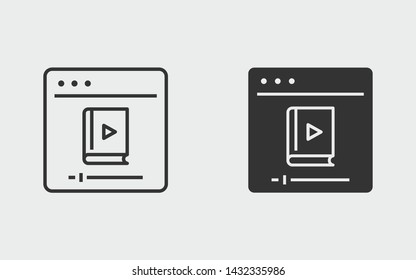 Online education vector icon. Black illustration isolated on white. Simple pictogram for graphic and web design.