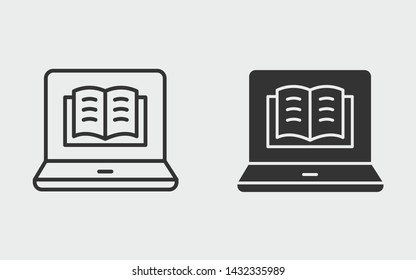 Online education vector icon. Black illustration isolated on white. Simple pictogram for graphic and web design.
