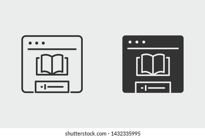 Online education vector icon. Black illustration isolated on white. Simple pictogram for graphic and web design.