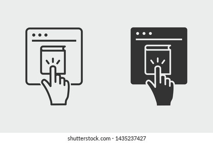 Online education vector icon. Black illustration isolated on white. Simple pictogram for graphic and web design.