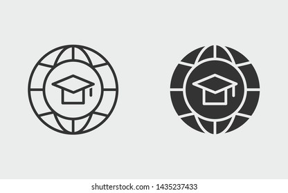Online education vector icon. Black illustration isolated on white. Simple pictogram for graphic and web design.
