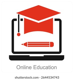 Online Education vector icon concept design
