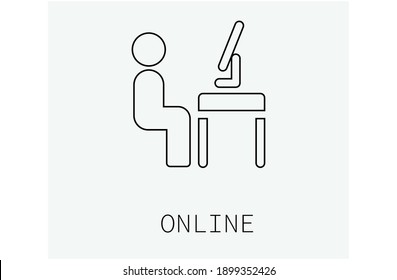 Online education vector icon. Editable stroke. Symbol in Line Art Style for Design, Presentation, Website or Apps Elements, Logo. Pixel vector graphics - Vector