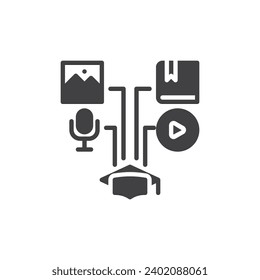 Online education vector icon. filled flat sign for mobile concept and web design. E-learning courses glyph icon. Multimedia learning symbol, logo illustration. Vector graphics
