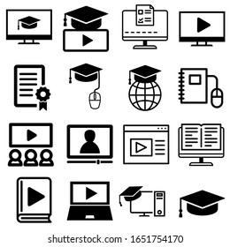 Online education vector icon set.  online courses illustration sign collection.