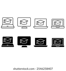 Online education vector icon set, online courses illustration sign collection. webinar symbol or logo.