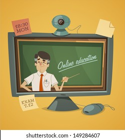 Online education. Vector illustration.