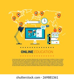 Online education vector illustration