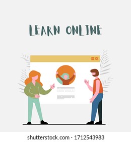 Online Education vector illustration in colorful flat style