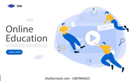 Online Education Vector Illustration Concept, Suitable for web landing page, ui, mobile app, editorial design, flyer, banner, and other related occasion