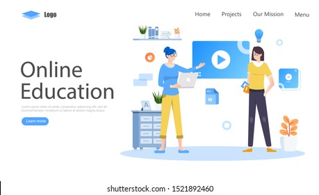 Online Education Vector Illustration Concept, Suitable for web landing page, ui, mobile app, editorial design, flyer, banner, and other related occasion
