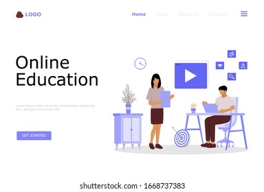 Online Education Vector Illustration Concept, Suitable for web landing page, ui, mobile app, editorial design, flyer, banner, and other related occasion