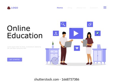 Online Education Vector Illustration Concept, Suitable for web landing page, ui, mobile app, editorial design, flyer, banner, and other related occasion
