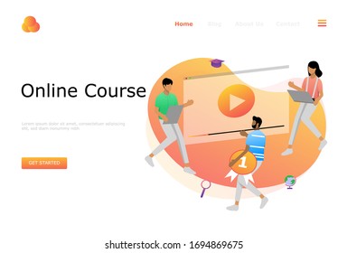 Concepto de ilustración de vectores de educación en línea, adecuado para página de inicio web, ui, aplicación móvil, diseño editorial, volante, banner y otras ocasiones relacionadas