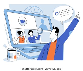 Online education vector illustration. Digital platforms for education facilitate seamless communication between students and teachers, promoting collaborative learning The virtual classroom creates