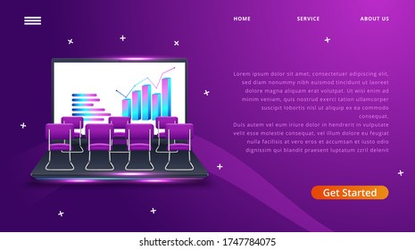 Online education vector illustration of remote study of university or college internet courses. Vector illustration