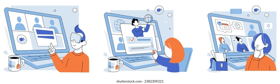 Online education vector illustration. Web based workshops and courses offer platform for individuals to enhance their skills and knowledge E learning has eliminated barriers distance