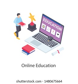 Online education vector isometric illustration 