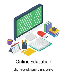 Online education vector isometric illustration 