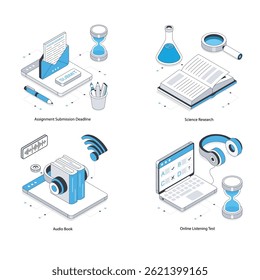Online Education vector Isometric Illustration. Eps 10 File  Set 22