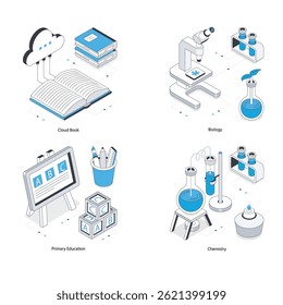 Online Education vector Isometric Illustration. Eps 10 File  Set 4