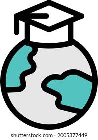 online education vector line colour icon