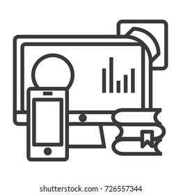 online education vector line icon, sign, illustration on background, editable strokes