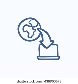 Icono de esbozo de vector de educación en línea aislado en segundo plano. Hand dibujó un icono de educación en línea. Icono de esbozo de educación en línea para infografía, sitio web o aplicación.