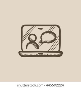 Icono de esbozo de vector de educación en línea aislado en segundo plano. Hand dibujó un icono de educación en línea. Icono de esbozo de educación en línea para infografía, sitio web o aplicación.