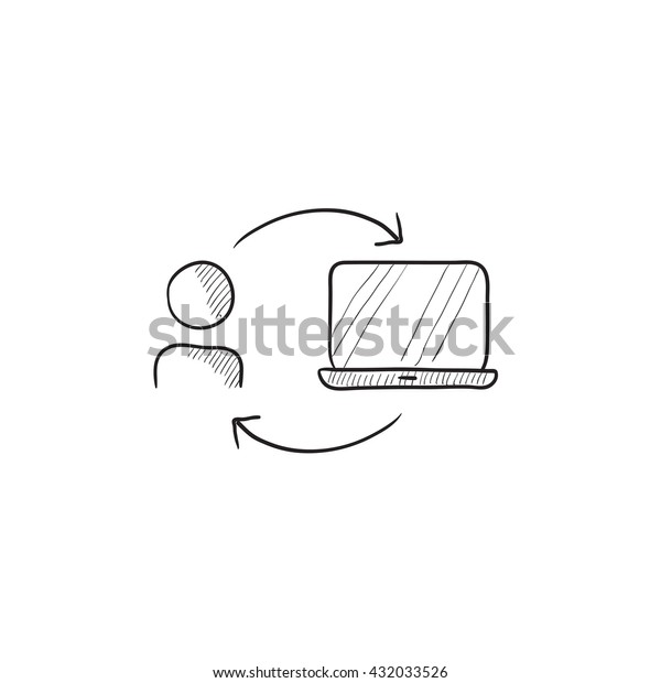 Online Education Vector Sketch Icon Isolated Stock Vector