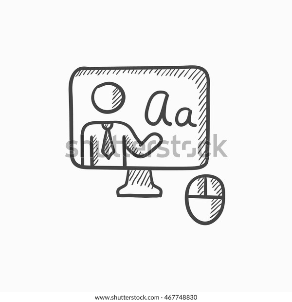 Online Education Vector Sketch Icon Isolated Stock Vector