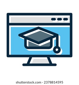 Online Education Vector Thick Line Filled Dark Colors For Personal And Commercial Use.
