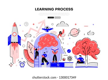 Online education. Video broadcast. Distance learning. Team development. Flat line illustration