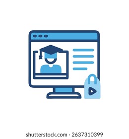 Online education video tutorial icon on computer screen