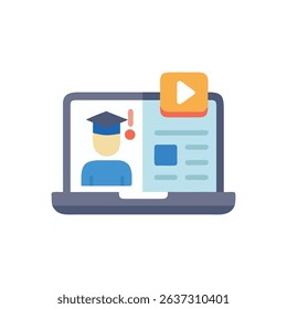 Online education warning with video player and student avatar
