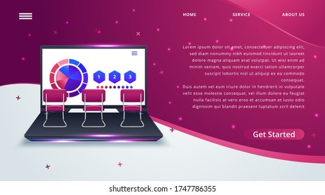 Online education web banner. Idea of distance learning and remote courses. Digital course. Vector illustration
