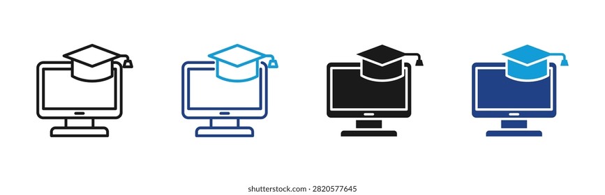 Online Education Web icon with multiple style collection