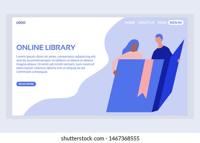 Online education web page concepts. Web page design templates of online library. Modern vector illustration designs for website development.
