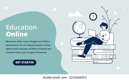Online education web page template. Website landing layout