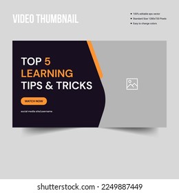 Online education web video thumbnail banner design template