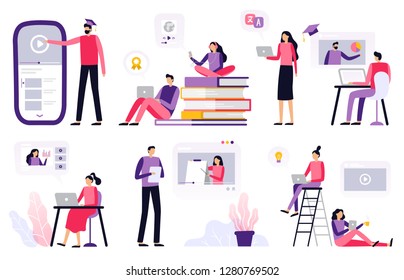 People Students Reading Studying Preparing Examination Stock Vector ...