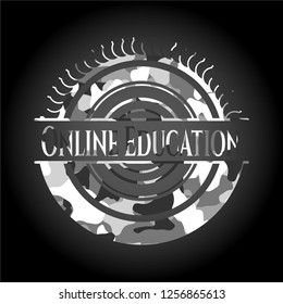 Online Education written on a grey camouflage texture